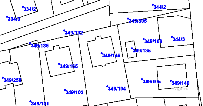Parcela st. 349/146 v KÚ Štěrboholy, Katastrální mapa