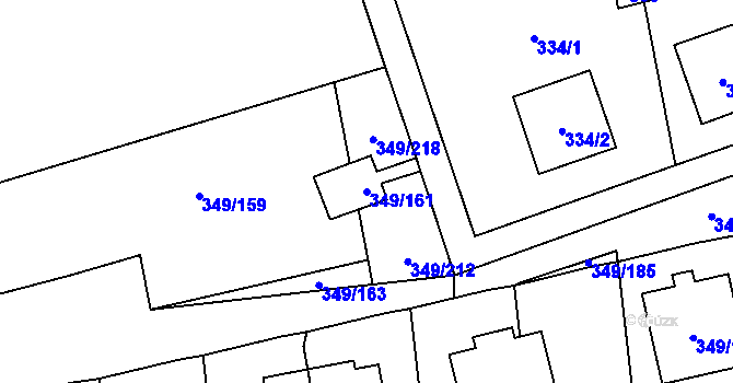 Parcela st. 349/161 v KÚ Štěrboholy, Katastrální mapa