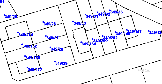 Parcela st. 349/164 v KÚ Štěrboholy, Katastrální mapa