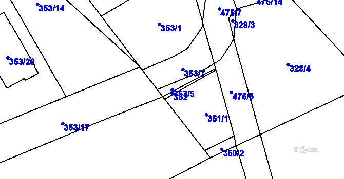 Parcela st. 353/5 v KÚ Štěrboholy, Katastrální mapa
