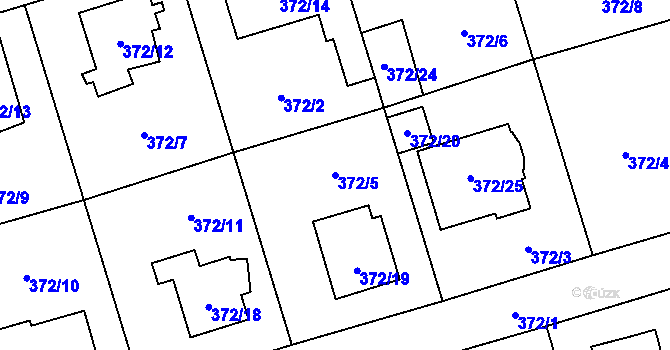 Parcela st. 372/5 v KÚ Štěrboholy, Katastrální mapa