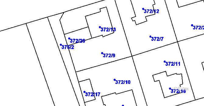 Parcela st. 372/9 v KÚ Štěrboholy, Katastrální mapa