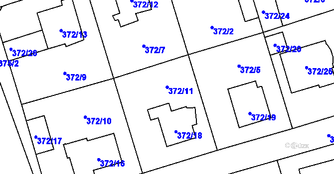 Parcela st. 372/11 v KÚ Štěrboholy, Katastrální mapa