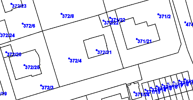 Parcela st. 372/21 v KÚ Štěrboholy, Katastrální mapa