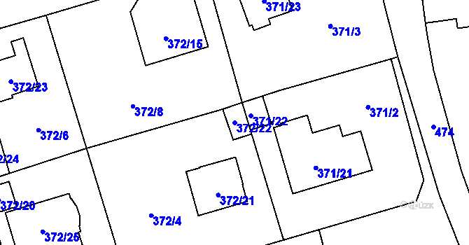 Parcela st. 372/22 v KÚ Štěrboholy, Katastrální mapa