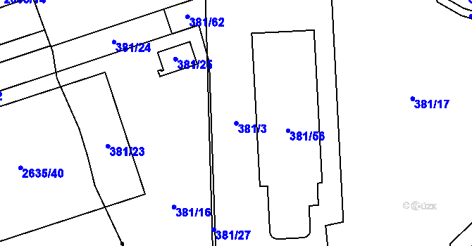 Parcela st. 381/3 v KÚ Štěrboholy, Katastrální mapa