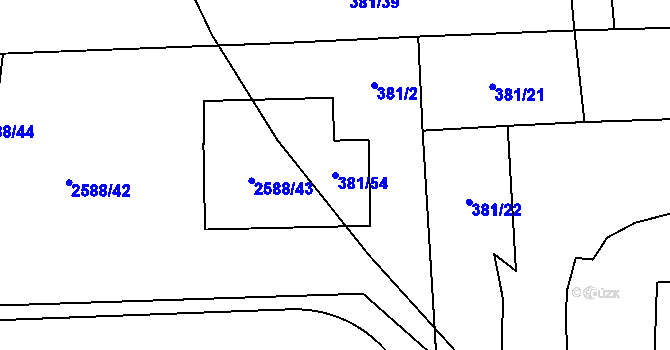 Parcela st. 381/54 v KÚ Štěrboholy, Katastrální mapa