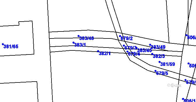 Parcela st. 382/1 v KÚ Štěrboholy, Katastrální mapa