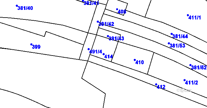 Parcela st. 414 v KÚ Štěrboholy, Katastrální mapa