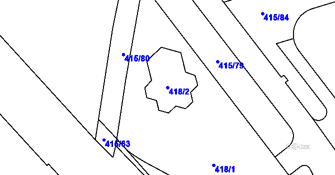Parcela st. 418/2 v KÚ Štěrboholy, Katastrální mapa