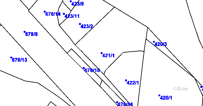 Parcela st. 421/1 v KÚ Štěrboholy, Katastrální mapa