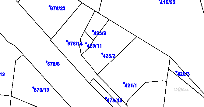 Parcela st. 423/2 v KÚ Štěrboholy, Katastrální mapa