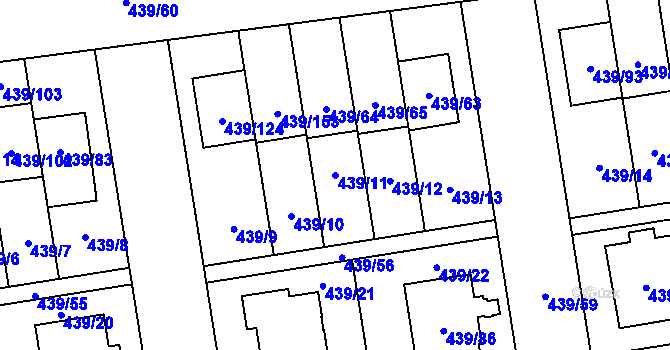 Parcela st. 439/11 v KÚ Štěrboholy, Katastrální mapa