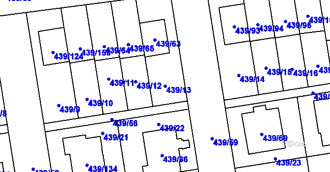 Parcela st. 439/13 v KÚ Štěrboholy, Katastrální mapa