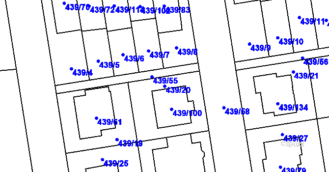 Parcela st. 439/20 v KÚ Štěrboholy, Katastrální mapa