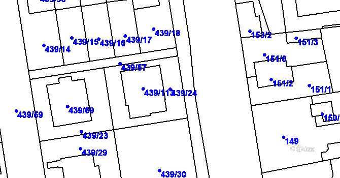Parcela st. 439/24 v KÚ Štěrboholy, Katastrální mapa