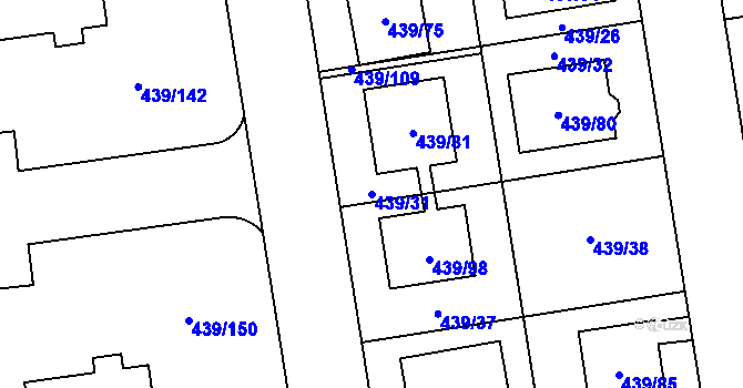 Parcela st. 439/31 v KÚ Štěrboholy, Katastrální mapa