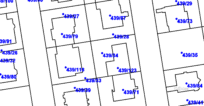 Parcela st. 439/34 v KÚ Štěrboholy, Katastrální mapa