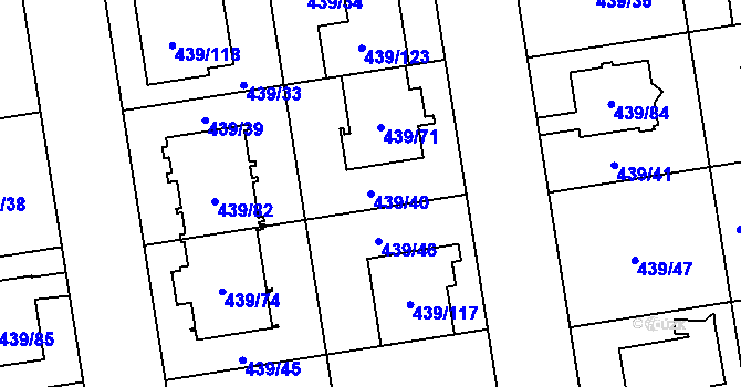Parcela st. 439/40 v KÚ Štěrboholy, Katastrální mapa