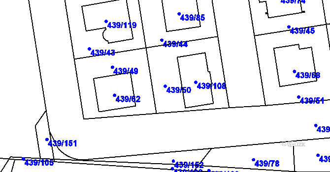 Parcela st. 439/50 v KÚ Štěrboholy, Katastrální mapa