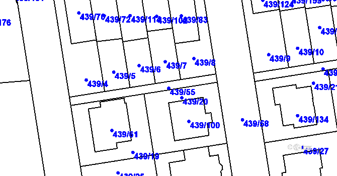 Parcela st. 439/55 v KÚ Štěrboholy, Katastrální mapa