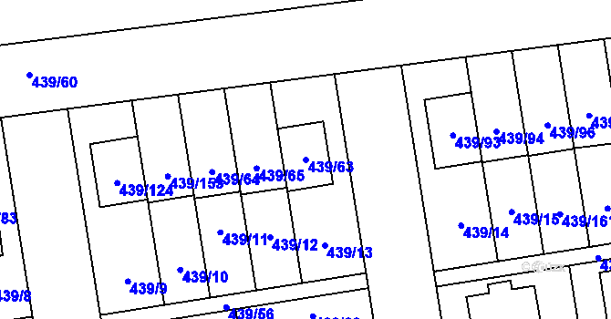 Parcela st. 439/63 v KÚ Štěrboholy, Katastrální mapa