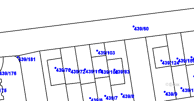 Parcela st. 439/103 v KÚ Štěrboholy, Katastrální mapa