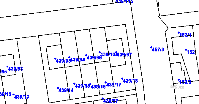 Parcela st. 439/104 v KÚ Štěrboholy, Katastrální mapa