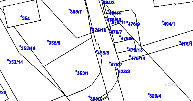 Parcela st. 475/8 v KÚ Štěrboholy, Katastrální mapa