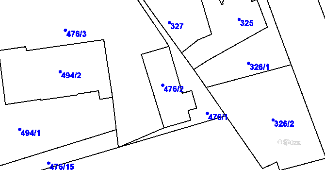 Parcela st. 476/2 v KÚ Štěrboholy, Katastrální mapa