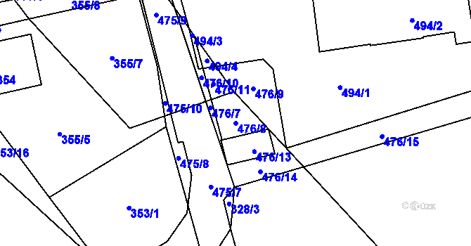 Parcela st. 476/8 v KÚ Štěrboholy, Katastrální mapa