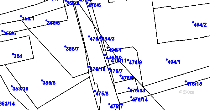Parcela st. 476/10 v KÚ Štěrboholy, Katastrální mapa