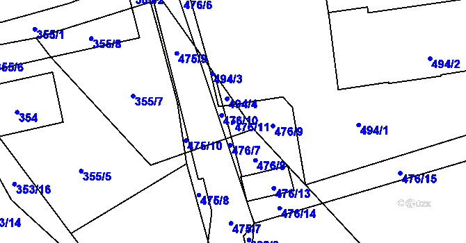Parcela st. 476/11 v KÚ Štěrboholy, Katastrální mapa