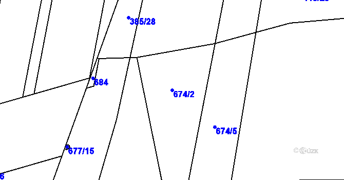 Parcela st. 674/2 v KÚ Štěrboholy, Katastrální mapa
