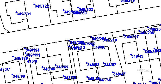 Parcela st. 349/209 v KÚ Štěrboholy, Katastrální mapa
