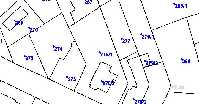 Parcela st. 275/1 v KÚ Štěrboholy, Katastrální mapa