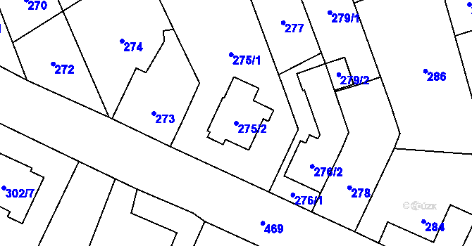 Parcela st. 275/2 v KÚ Štěrboholy, Katastrální mapa