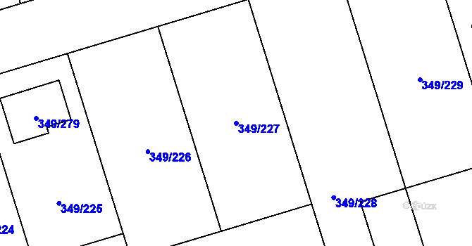 Parcela st. 349/227 v KÚ Štěrboholy, Katastrální mapa