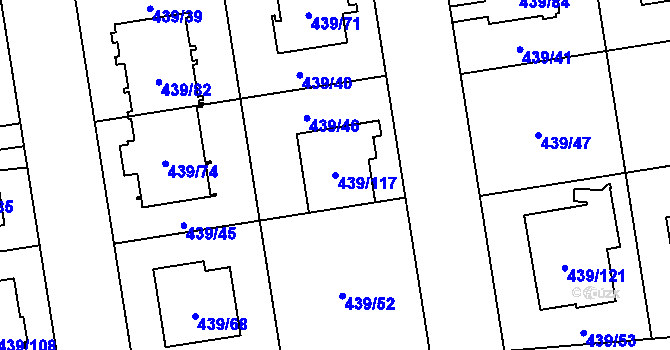 Parcela st. 439/117 v KÚ Štěrboholy, Katastrální mapa