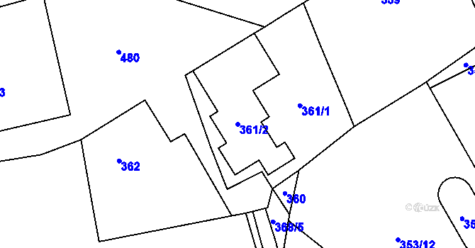 Parcela st. 361/2 v KÚ Štěrboholy, Katastrální mapa