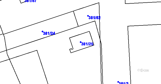 Parcela st. 381/25 v KÚ Štěrboholy, Katastrální mapa