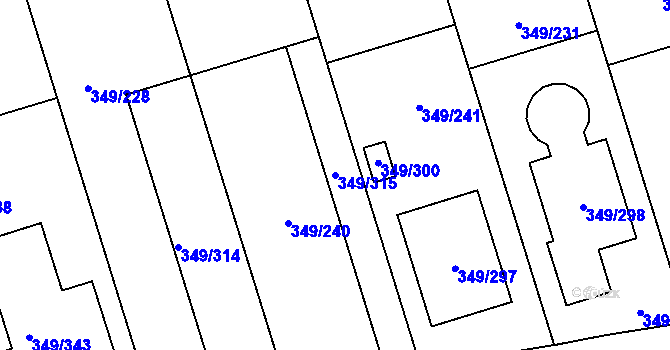 Parcela st. 349/315 v KÚ Štěrboholy, Katastrální mapa