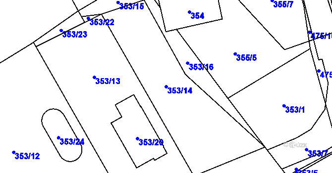 Parcela st. 353/14 v KÚ Štěrboholy, Katastrální mapa