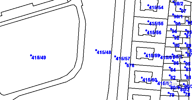 Parcela st. 415/48 v KÚ Štěrboholy, Katastrální mapa