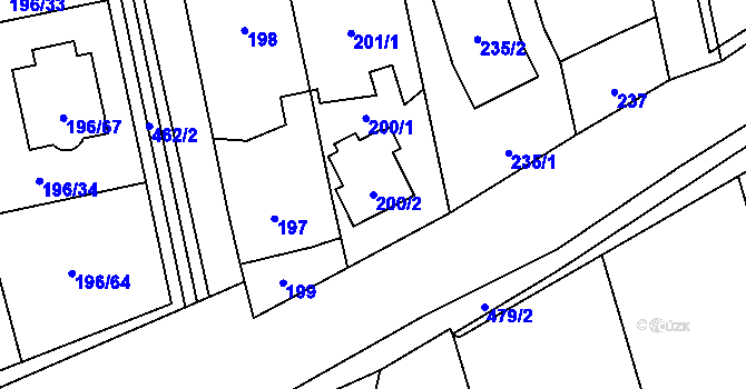 Parcela st. 200/2 v KÚ Štěrboholy, Katastrální mapa