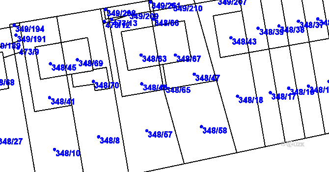 Parcela st. 348/65 v KÚ Štěrboholy, Katastrální mapa