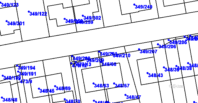 Parcela st. 349/261 v KÚ Štěrboholy, Katastrální mapa