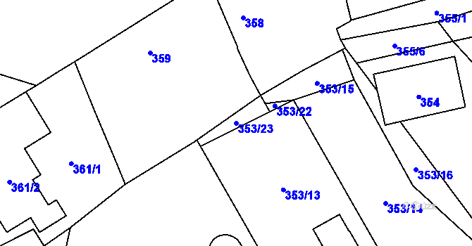Parcela st. 353/23 v KÚ Štěrboholy, Katastrální mapa