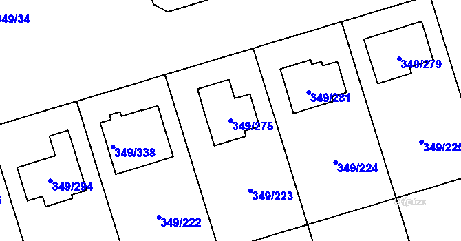 Parcela st. 349/275 v KÚ Štěrboholy, Katastrální mapa