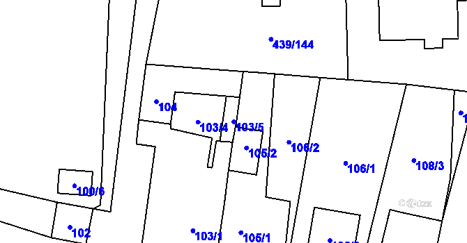 Parcela st. 103/5 v KÚ Štěrboholy, Katastrální mapa